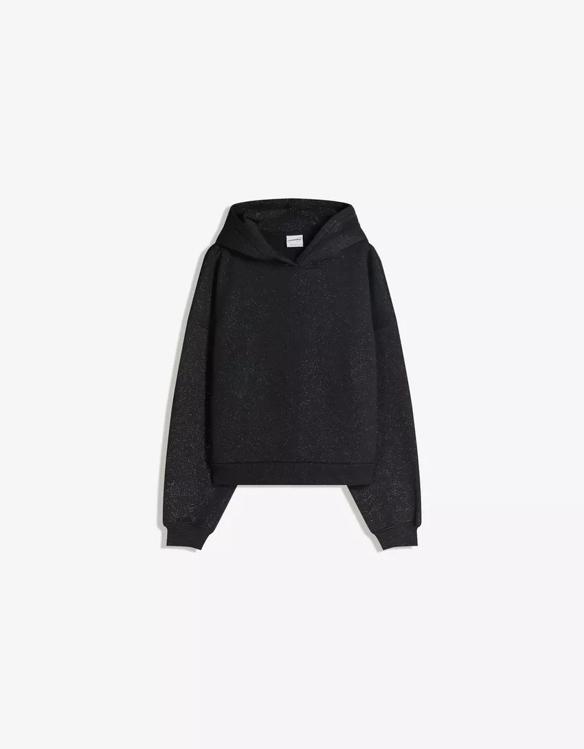 Hooded Sweatshirt with Glitter