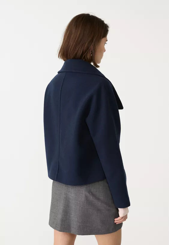 Short double-breasted high neck coat