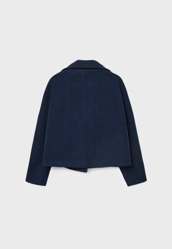 Short double-breasted high neck coat