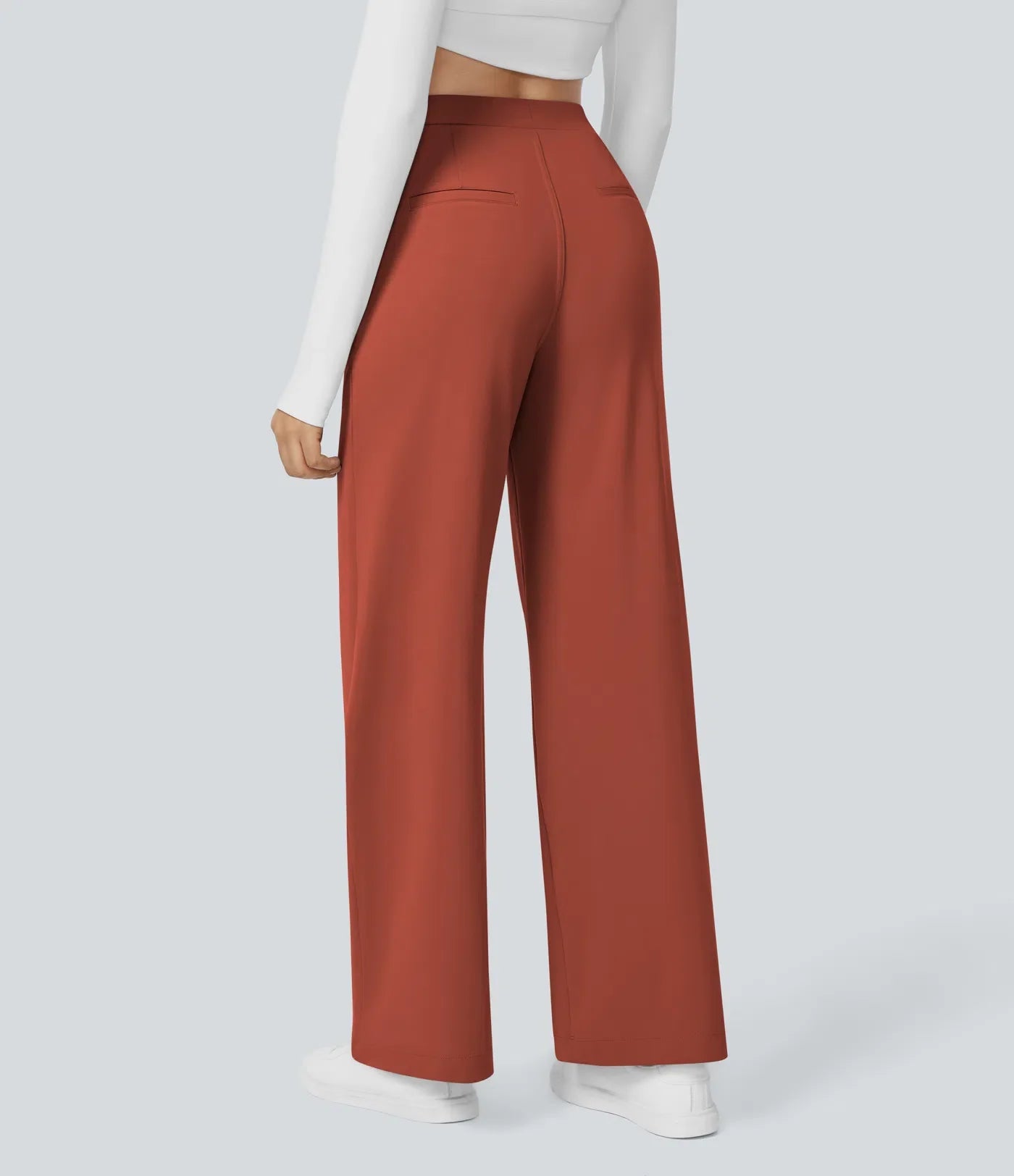 High Waisted Side Pocket Straight Leg Work Pants